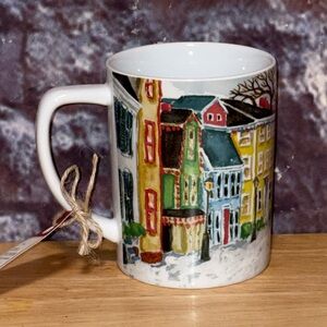 Pottery Barn Winter Village Ceramic Coffee Cocoa Mug Christmas Large 12oz NEW